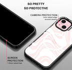 MOSNOVO Magnetic Case for iPhone 15 Plus, 10ft Military-Grade Protection, Compatible with Magsafe, Shockproof Phone Case for iPhone 15 Plus / 14 Plus - White Swirl - Clear Black