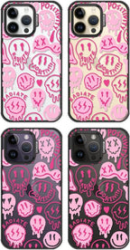 MOSNOVO Case for iPhone 14 Pro Max, [10ft 4X Military-Grade Drop Protection] Durable & Shockproof Phone Case Cover Design for iPhone 14 Pro Max - Pink Dripping Smiles - Clear Black