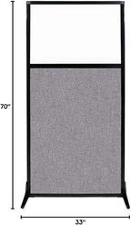 Versare Workstation Partition | Portable Wall Divider | Modern Office Cubicle | Free Standing Privacy Screen | Flexible Work Space | 33" x 70" W/Window, Cloud Gray Fabric Panels
