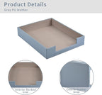 Leather Letter Tray,Stackable File Document Tray,Desk Organizer for Office Supplies,A4 Paper Case Rack,Desktop Organization,Pen Mail Magazine Storage Box (Grey)