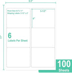 L LIKED 3-1/3" x 4" 600 Labels, Printable White Sticker Labels, Laser/Inkjet Printing - Matte, 100 Sheets
