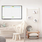 JILoffice Magnetic Dry Erase Calendar Whiteboard, 2 Month White Board Planner 36 X 24 Inch, Black Aluminum Frame Wall Mounted Board for Office Home and School