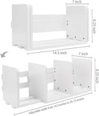 MyGift White Wood Desktop Bookshelf Organizer, Expandable Adjustable Display Shelf Book Rack