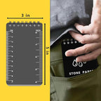 4 Pack Weatherproof Spiral Notepads A7 Waterproof Stone Paper Pocket Notebooks, Grid Pattern, Hard Cover with IN & CM Scales, Small All Weather Steno Pads for Travel, Field (3" x 5", Grey)