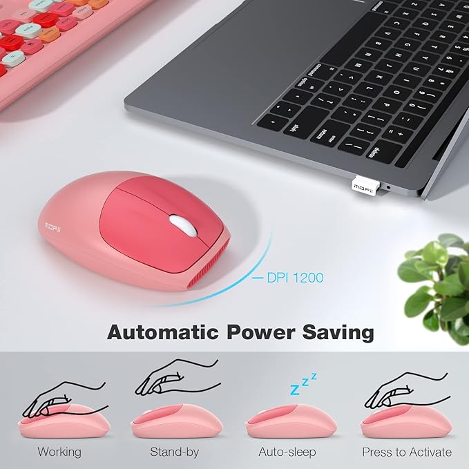 MOFII Wireless Keyboard and Mouse Combo Silent, Slim Compact 2.4G USB Full Size , Cute 110 Keys Keyboard for PC, Notebook, MacBook, Tablet, Laptop, Windows System