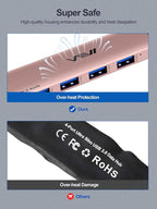 USB 3.0 Hub,4 Port USB Splitter Extender Portable Adapter Multiport Data Hub for Laptop,Xbox, Flash Drive,HDD,Console,Camera,Keyborad,Mouse Windows,Mac OS PC,Not Designed to Charge Devices-Pink