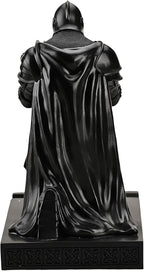 Medieval Armored Warrior Wearing Outerwear, Mobile Phone Stand Knight Pen Holder Desk Organizers, Resin Bookends Paperweight with a Letter Opener for Desk (Black)
