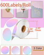 2 inch Round Thermal Labels, Thermal Printer Labels use for Barcode, Shipping, Customized, Circle Direct Thermal Stickers 500 Labels for Printer, Fantasy Purple