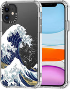 MOSNOVO Case for iPhone 11, [Buffertech 6.6ft Military-Grade Drop Protection] [Anti Peel Off Tech] Clear TPU Bumper Phone Case Cover Design - Great Wave