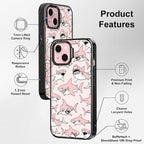 MOSNOVO Case for iPhone 15 Plus, [10ft 4X Military-Grade Drop Protection] Durable & Shockproof Phone Case Cover Design for iPhone 15 Plus / 14 Plus - Pink Sharks - Clear Black