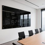 KIZZBY Magnetic Glass Dry Erase Board - Large Black Whiteboard for Wall 72"x48" Frameless Black Board for Office, Home & School