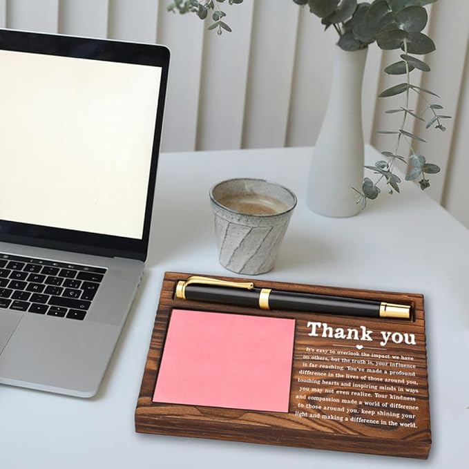 Thank You Gifts Sticky Note Holder, Thank You Appreciation Gift for Coworker Psychologist Boss, Inspirational Motivational Quote for Desk Self-Stick Note Pad Holders YB358