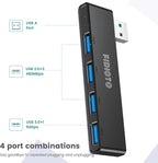 USB Hub 2Pack, Fidioto 4 Port Network-Hub(1 * 3.0 Hub, 3 * 2.0 Hub), USB Expander Hub for Laptop, iMac Pro, MacBook Air, Mac mini/Pro, Surface Pro, Notebook PC, USB Flash Drives and Mobile HDD Etc.