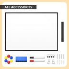 Magnetic Dry Erase Whiteboard - 46 x 33 Inch White Board - 4 x 3 Large Wall-Mounted Board with Black Aluminum Frame, 1 Magnetic Eraser, 2 Pen, Detachable Marker Tray, 6 Magnets