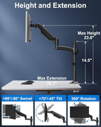 Single Monitor Mount Holds Max 22lbs, 13-32 inch Monitor Desk Mount, Height Adjustable Tall Monitors Arm, Monitors Stand with Tilt Swivel Rotation, VESA 75 100mm, Black, Freelift