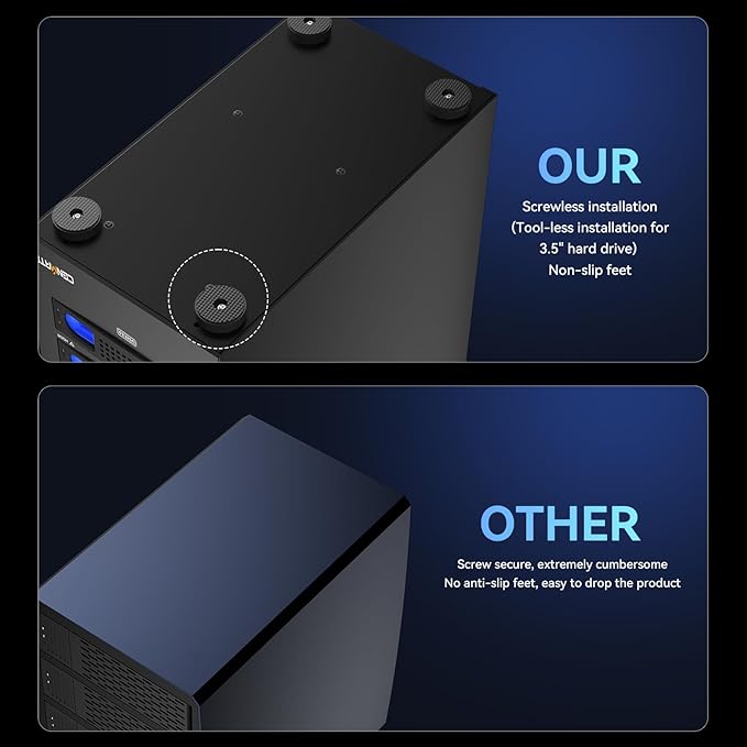 8 Bay Hard Drive Enclosure with Cooling Fan for 2.5/3.5" SATA HDD/SSD with USB A/C 3.0 Cable, 3.5 Hard Drive Enclosure Supports 160TB Capacity, Tool-Free HDD Enclosure, DAS(NO RAID/NAS)