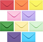 ACSTEP 100PACK Gift Card Envelopes Credit Card Size Mini Envelopes Colored Tiny Pocket Envelopes For Business Card, Small Note Cards 10 Assorted Colors 4X2.75 Inches