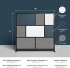 Workflow Modular Wall | Room Divider with Whiteboard, Sound-Dampening, & Frosted Acrylic Panels | Expandable Office Partition for Privacy & Productivity (70" x 70")