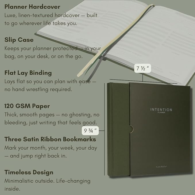 Pland Studio 90-Day Productivity Planner – Forest Sage Hardcover | Undated Daily Journal with Habit Tracker, Vision Board, and Focused Goal Setting for Entrepreneurs, Creatives & Busy Professionals