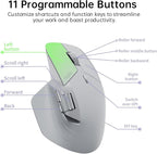 Rapoo MT760Mini Bluetooth Wireless Mouse - Bluetooth 5.0 and 2.4GHz Multi-Mode Connection, Support 4 Devices, M+ Cross Computer Technology, 11 Programmable Buttons,Light Grey