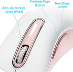 memzuoix 2.4G Wireless Mouse, 1400 DPI Computer Mice with USB Receiver, Portable Wireless USB Mouse Battery Powered Cordless Mice for Laptop, PC, Desktop, 5 Buttons (White Pink)