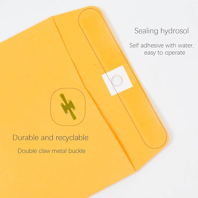 6” x 9” Clasp Envelopes with Gummed Seal Brown Kraft Catalog Envelopes Clasp Mailing Envelopes for Home, Office, Business 28 lb Kraft Paper,Pack of 30