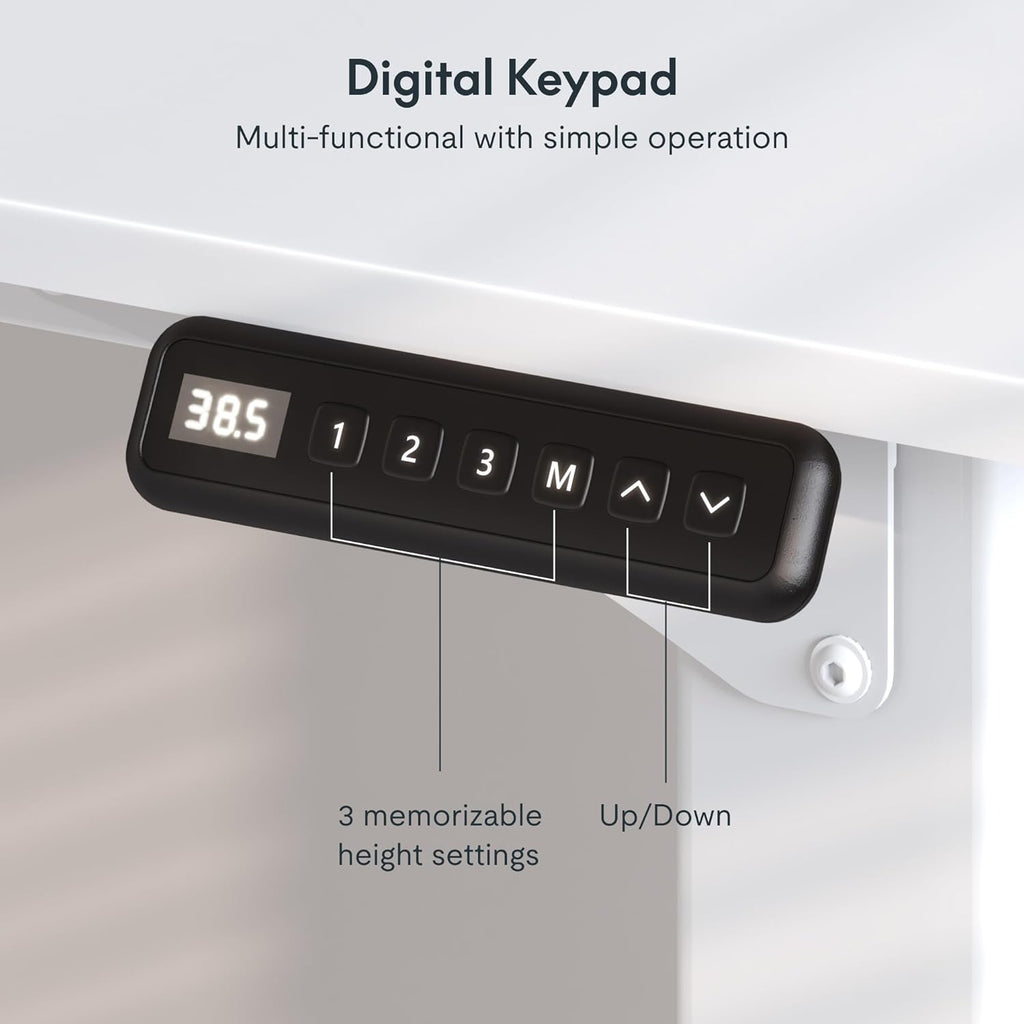 FLEXISPOT E6Q 4 Legs Standing Desk 78 x 32 Inch Adjustable Height Desk with Splice Board Home Office Sit Stand Up Desk, White Top + White Frame