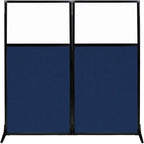 Versare Workstation Partition | Portable Wall Divider | Modern Office Cubicle | Free Standing Privacy Screen | Flexible Work Space | 66" x 70" W/Window, Navy Blue Fabric Panels