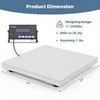 24"x24" Industrial Floor Scale, Precision Pallet Scale with Digital Indicator, Heavy Duty Weighing Scale for Floor Bench Office Weight Weighing, 2500 lb x 1 lb, Grey