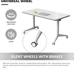 Conference Table Folding Conference Table, Modern Conference Room Table White Meeting Table Flip Top Large Mobile Training Tables, Mobile Training Seminar Tables for Office Classroom (6pack 47.2in)