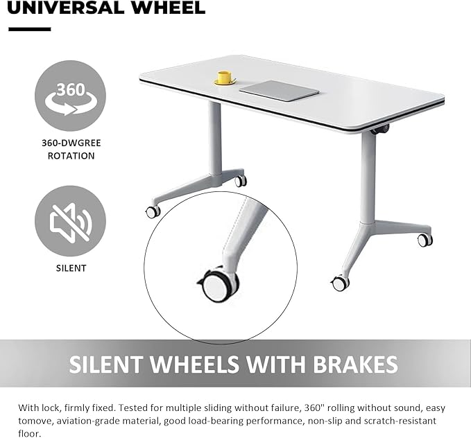 Conference Table Folding Conference Table, Modern Conference Room Table White Meeting Table Flip Top Large Mobile Training Tables, Mobile Training Seminar Tables for Office Classroom (4pack 47.2in)