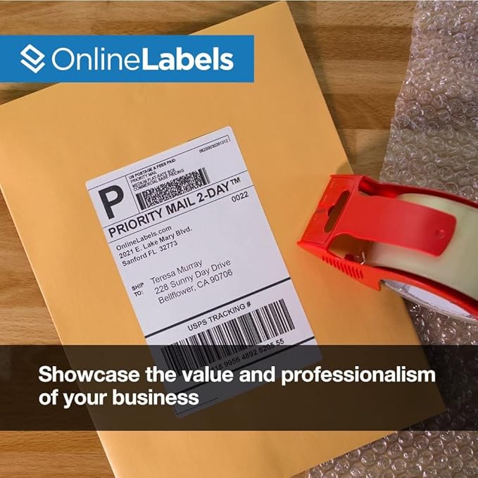 8.5 x 5.5 Half-Sheet Shipping Labels - Permanent, White Matte - for FBA, FedEx, UPS - Pack of 2,000 Labels, 1,000 Sheets - Inkjet/Laser Printers - Online Labels