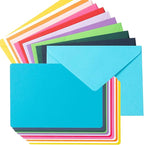 Wishop A7 Colorful Gummed Envelopes and Blank Cards 24 Pieces A7 Envelopes and 24 Pieces 5x7 Colorful Flat Cards for Weddings, Invitations, Birthday, Baby Shower (Multicolor)