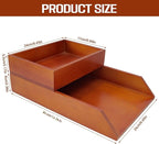 Desk Organizer Letter Tray Set of 2, Magnetic Wooden Tabletop Desktop for Storage Paper Letter Folders Notebooks Copy Print, Workspace Holder, Office Supplies, Keep Stationery Saver-Brown