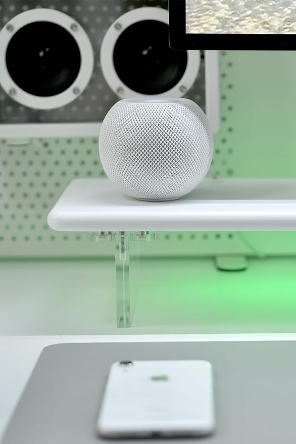 Bamboo Monitor Stand Riser with Acrylic Legs for Desk,31.5 Inches Desktop Shelf Supports for PC Computer Monitor, Laptops, Printer, Speakers (White)