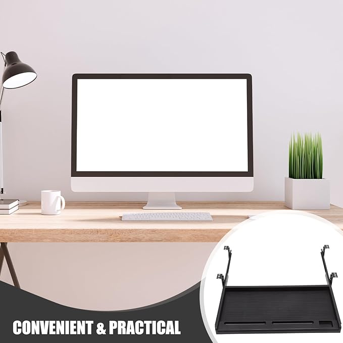 jojofuny 1 Set of Keyboard Tray Under Desk, Keyboard Sliding Tray Under Desk, Keyboard Drawer Slide Tray, Keyboard Shelf, for Home and Office