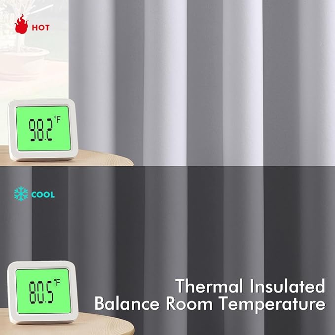 MIULEE Blackout Curtains for Bedroom Living Room 90 Inches Long 2 Panels, Thermal Insulated Room Darkening Drapes Solid Grommet Noise Reduction Light Blocking Window Curtains 40x90 Inch Greyish White