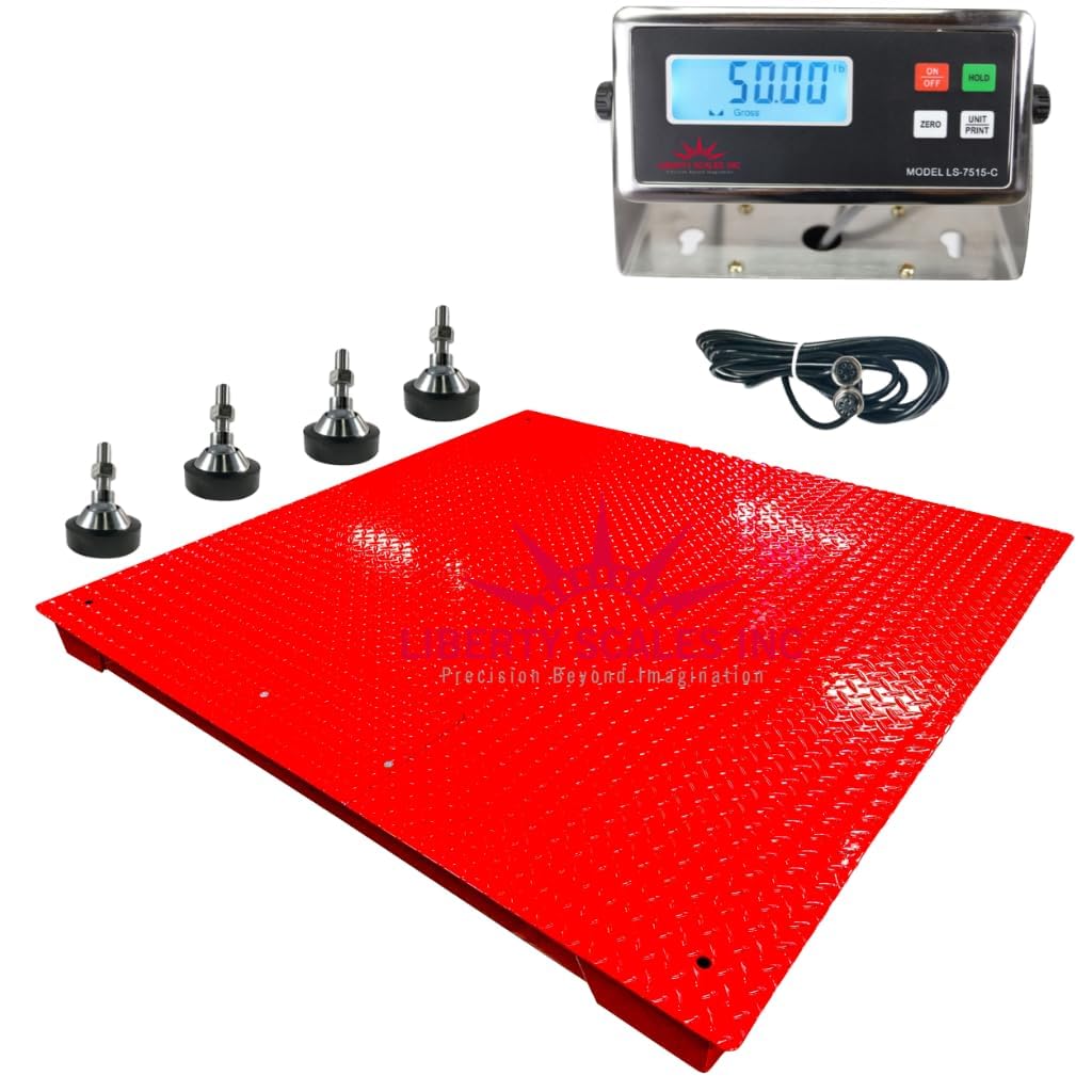 Liberty LS-700-4X6 Heavy Duty General Purpose Floor Scale | 48" x 72" | Capacity of 10,000 lbs x 2 lb + Red