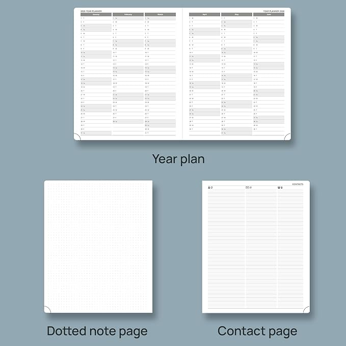 POPRUN Weekly Planner 2026 Calendar (Large 8.5" x 10.5") 12 Months Notebook with Horizontal Layout, Leather Hardcover, Inner Pocket, 100GSM Thick Paper, Pen Holder - Midnight Green