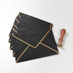 50 Pack Black A6 Envelopes 4x6 Self-Adhesive V Flap Envelopes with Gold Border for Office, Greeting Card, Wedding, Graduation, Baby Shower, Parties, Invitations (Black, 4x6)