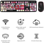 Wireless Keyboard and Mouse Combo, 2.4 GHz Full-Sized Typewriter Keyboard and Mouse Wireless with Round Keycaps for Windows, Computer, Desktop, PC, Laptop (New BlackColorful)