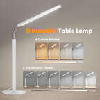 White LED Desk Lamp - Foldable Industrial Desk Light for Home Office, 15W Dimmable Table Lamp for Reading with Base, 4 Color Temps, 16" Eye Caring Metal Desktop Task Lamp for College Dorm Study