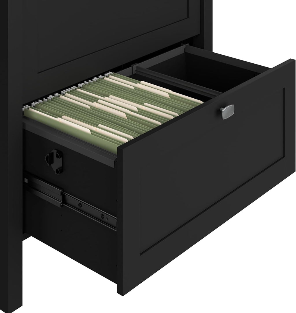 Bush Furniture Broadview 2 Drawer Lateral File Cabinet in Classic Black | Storage for Home Office Workspace