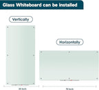 J&J worldwide Glass Whiteboard 6' x 3', Frosted Glass Dry Erase Board Non-Magnetic, Semi-Transparent, Includes Markers, Marker Tray, Eraser for Wall, Office, Home, School