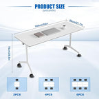 Conference Table, Folding Conference Desk Modern White, Seminar Table with Wheels, 2-10 People for Office, Meeting Break Room (4, 1915, 55IN)
