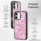 MOSNOVO Case for iPhone 16 Plus, [10ft 4X Military-Grade Drop Protection] Durable & Shockproof Phone Case Cover Design for iPhone 16 Plus - Pink Dripping Smiles - Clear Black