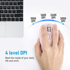 Multi-Device Wireless Bluetooth Mouse, 2.4G USB Receiver and Two Bluetooth, 4-Way Navigation Mice for Computer, Laptop, PC, MacBook, iPad (Pink)