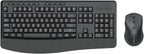 Wireless Keyboard and Mouse Combo, E-YOOSO 2.4GHz Full Sized Ergonomic Wireless Keyboard with Wrist Rest, 3 DPI Adjustable and 6 Buttons Cordless USB Mouse for Computer, Laptop, PC, Windows (Black)