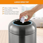 BEAMNOVA 16.5 Gallon Trash Can Black Open Top Outdoor Indoor Commercial Stainless Steel Industrial Waste Basket Container, Metallic Black Large Garbage Enclosure with Lid