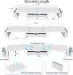 gianotter Dual Monitor Stand Riser, Desk Organizer With Drawer and 2 Pen Holders, Monitor Stand for Desk, Office Decor Essentials (White)